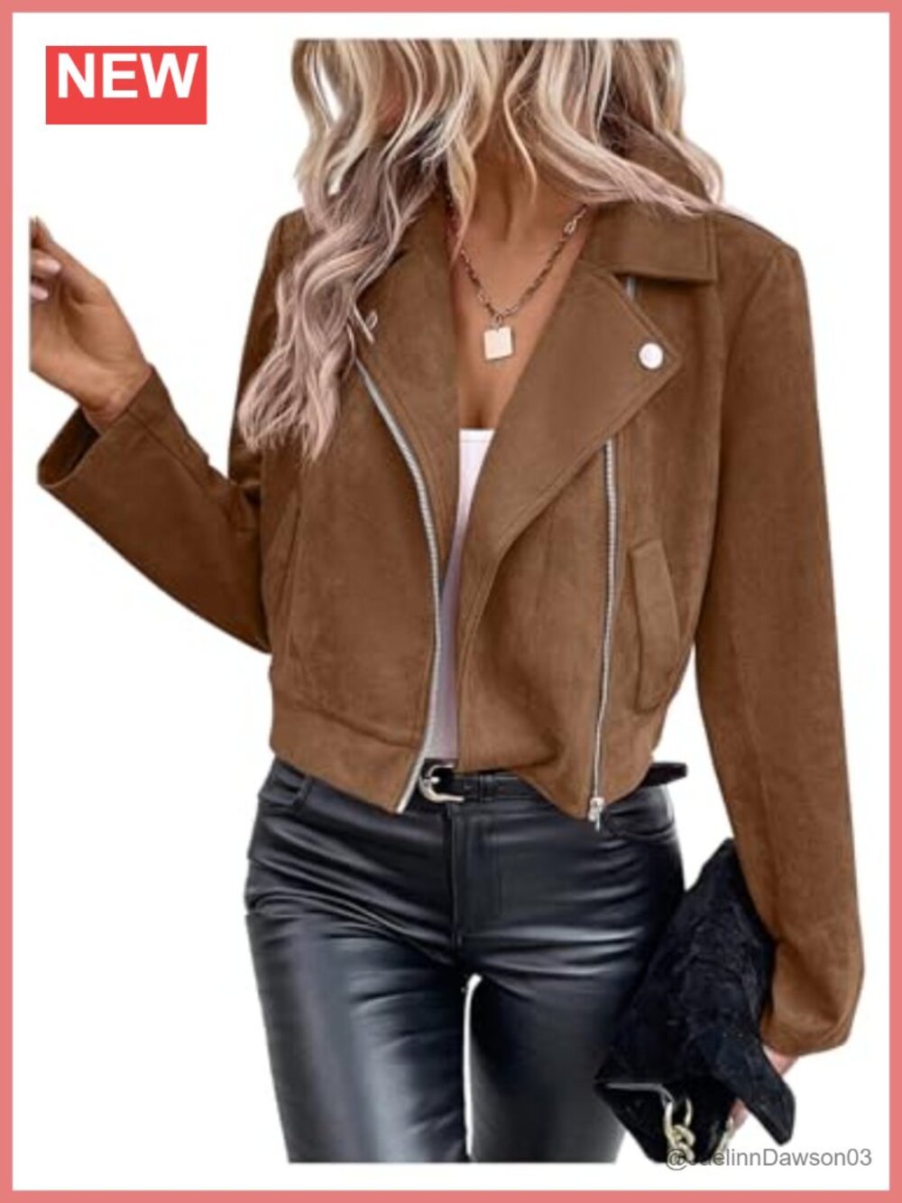 Faux Suede Crop Moto Jacket Zip Up Long Sleeve Casual Women